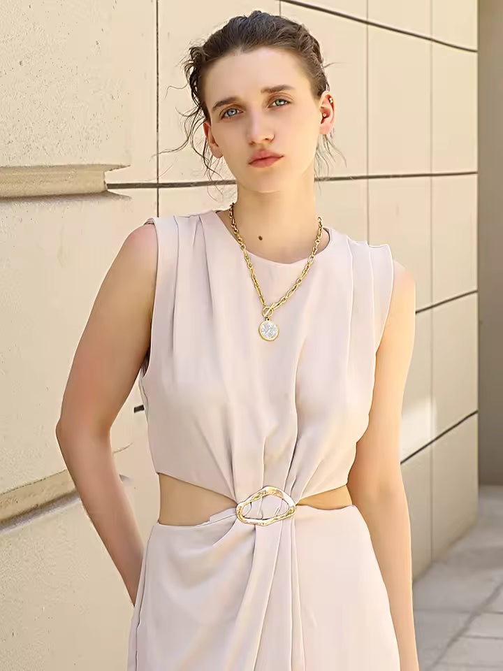 Model wearing Gold Coin Pendant Necklace