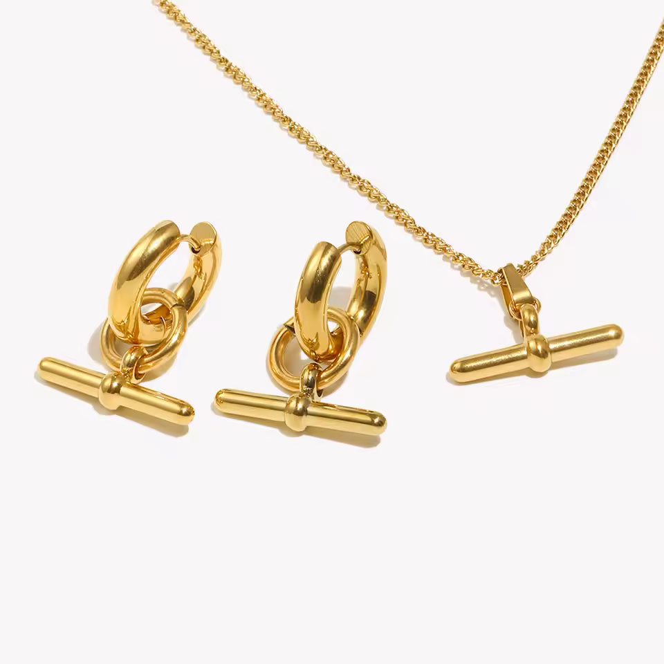 Gold T Bar Set on white background