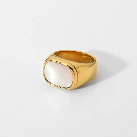 Gold Shell Signet Ring White Background