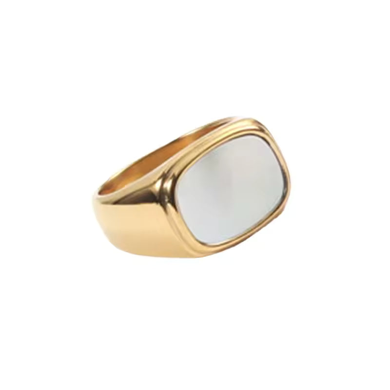 Gold Shell Signet Ring White Background