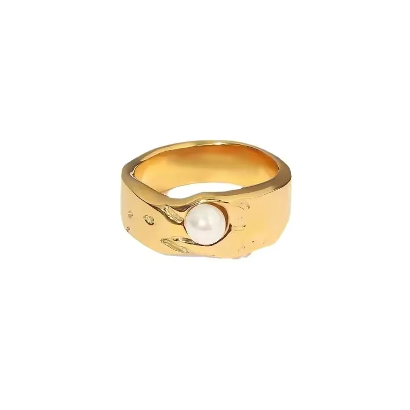 Pearl Gold Ring White Background