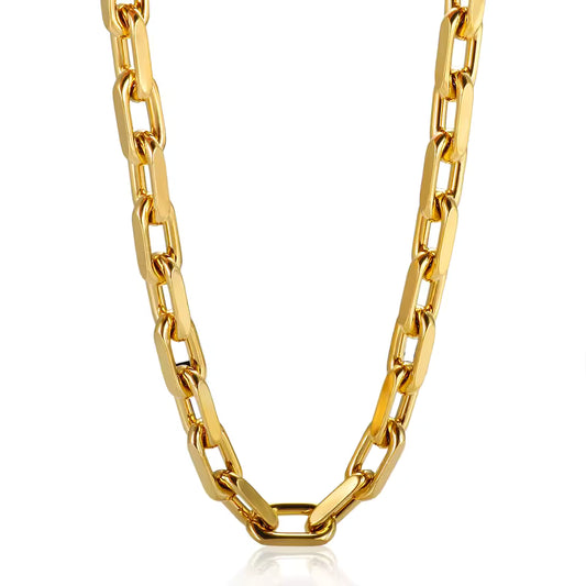 Gold chain necklace on a white background