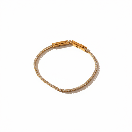 Tennis bracelet flat lay - plain white background