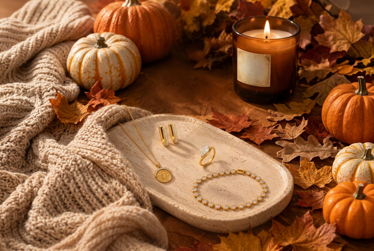 Text-free autumn jewellery image in landscape 3:2